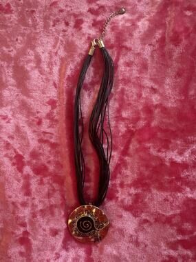 Kostibas Hellas Necklace Silver Greece Greek Santorini Vacation Black Rope